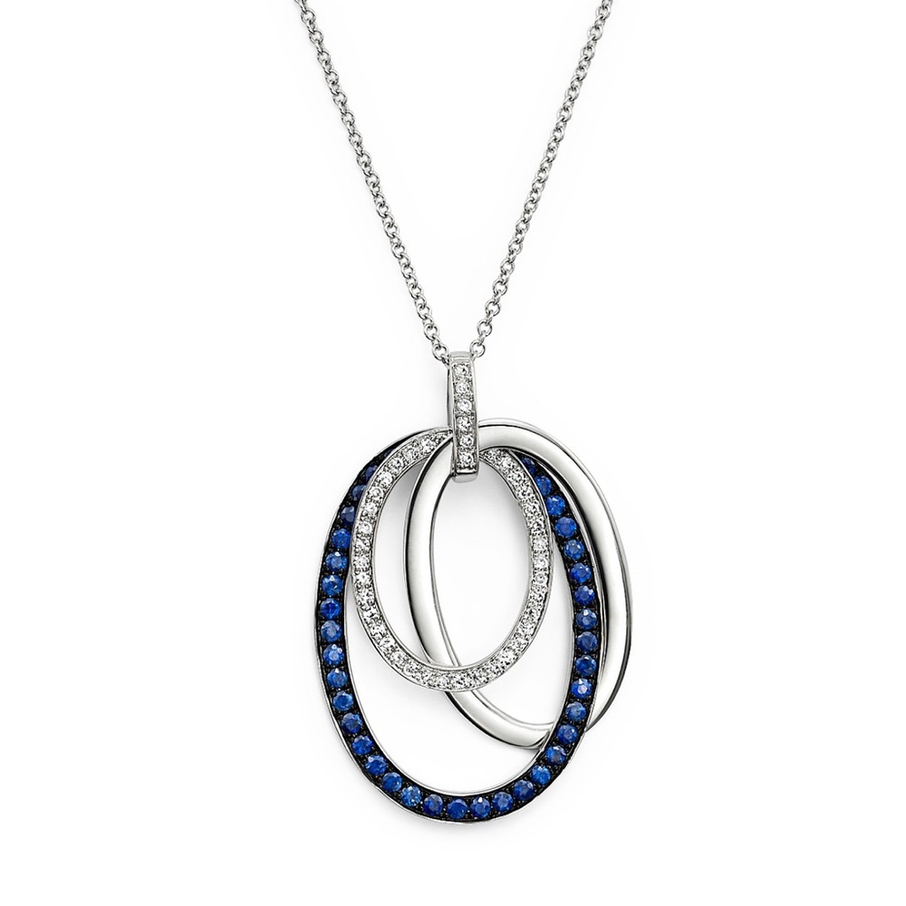 Bloomingdale’s Blue Sapphire and diamond white gold neckless